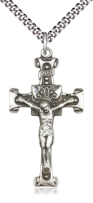 Sterling Silver Crucifix Medal Catholic Jewelry