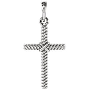 14K White 17.5x11.3 MM Rope Cross Pendant