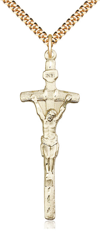 14kt Gold Filled Papal Crucifix Medal Catholic Jewelry