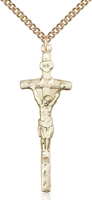 14kt Gold Filled Papal Crucifix Medal Catholic Jewelry