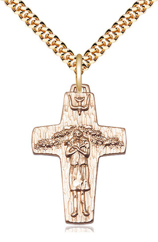 14kt Gold Filled Papal Crucifix Medal Religious Jewelry