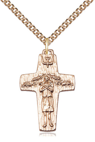 14kt Gold Filled Papal Crucifix Medal Religious Jewelry