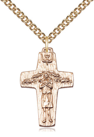 14kt Gold Filled Papal Crucifix Medal Religious Jewelry