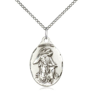 Sterling Silver Guardian Angel Medal Religious Jewelry