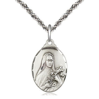 Sterling Silver Saint Theresa Medal Religious Jewelry