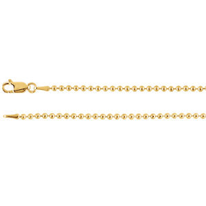 24-inch Bead Chain with Lobster Clasp - 14K Yellow Gold
