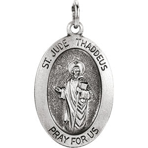 Sterling Silver 19x13.5 MM Oval St. Jude Thaddeus Medal    8/1