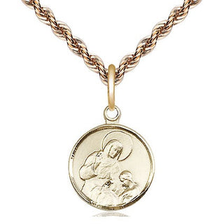 14kt Gold Filled Saint Ann Medal Religious and Catholic Jewelry Engraved Catholic Saint Jewelry