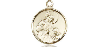 14kt Gold Saint Ann Medal Engraved Catholic Saint Jewelry