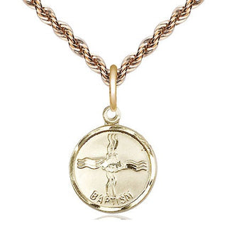 14kt Gold Baptism Medal Engraved Catholic Saint Jewelry