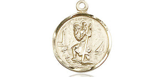 14kt Gold Filled Saint Christopher Medal Engraved Catholic Saint Jewelry
