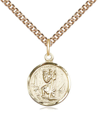 14kt Gold Saint Christopher Medal Engraved Catholic Saint Jewelry