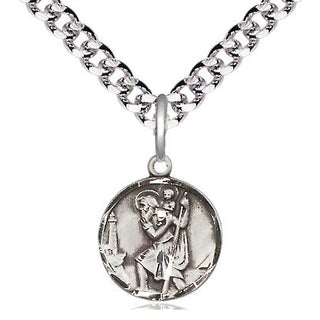 Pewter Saint Christopher Medal Religious and Catholic Jewelry Engraved Catholic Saint Jewelry