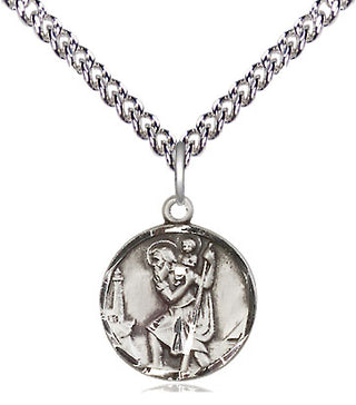Sterling Silver Saint Christopher Medal Religious and Catholic Jewelry Engraved Catholic Saint Jewelry