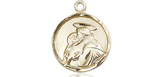 14kt Gold Saint Anthony Medal Engraved Catholic Saint Jewelry