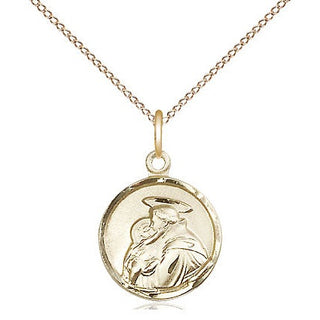 14kt Gold Saint Anthony Medal Engraved Catholic Saint Jewelry