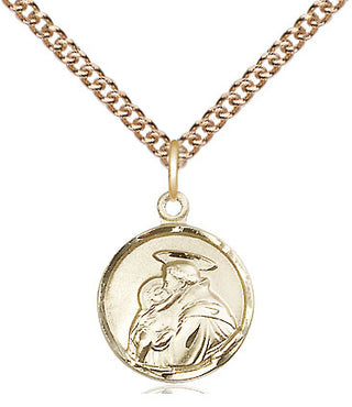 14kt Gold Saint Anthony Medal Engraved Catholic Saint Jewelry