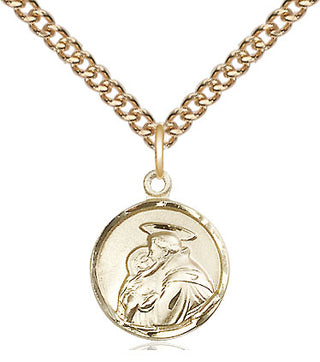 14kt Gold Saint Anthony Medal Engraved Catholic Saint Jewelry