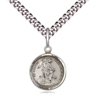 Pewter Guardian Angel Medal Religious and Catholic Jewelry Engraved Catholic Saint Jewelry