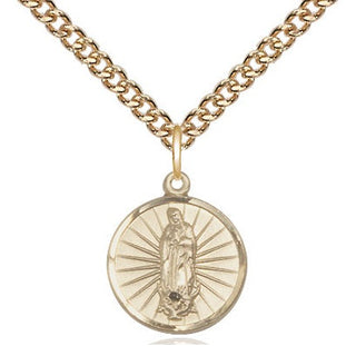 14kt Gold Filled Our Lady of Guadalupe Medal Religious and Catholic Jewelry Engraved Catholic Saint Jewelry