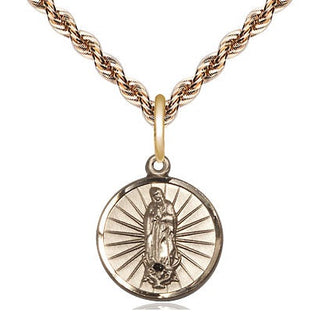 14kt Gold Our Lady of Guadalupe Medal Engraved Catholic Saint Jewelry