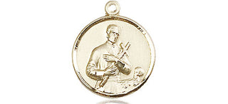 14kt Gold Saint Gerard Medal Engraved Catholic Saint Jewelry
