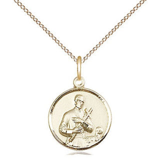 14kt Gold Saint Gerard Medal Engraved Catholic Saint Jewelry