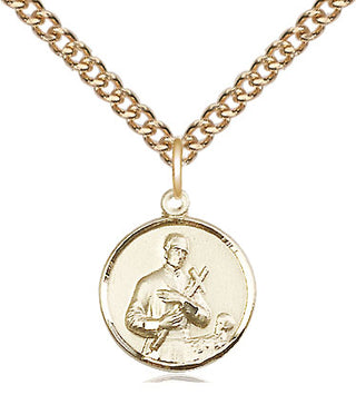 14kt Gold Saint Gerard Medal Engraved Catholic Saint Jewelry