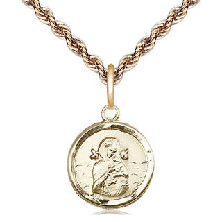 14kt Gold Filled Our Lady of Perpetual Help Medal Religious and Catholic Jewelry Engraved Catholic Saint Jewelry