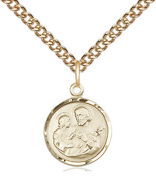 14kt Gold Saint Joseph Medal Engraved Catholic Saint Jewelry