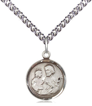 Sterling Silver Saint Joseph Medal Religious and Catholic Jewelry Engraved Catholic Saint Jewelry