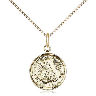 14kt Gold Saint Cabrini Medal Engraved Catholic Saint Jewelry