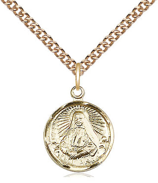 14kt Gold Saint Cabrini Medal Engraved Catholic Saint Jewelry