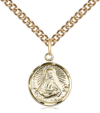 14kt Gold Saint Cabrini Medal Engraved Catholic Saint Jewelry