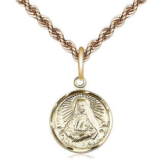 14kt Gold Saint Cabrini Medal Engraved Catholic Saint Jewelry