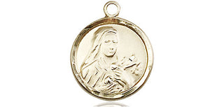 14kt Gold Filled Saint Theresa Medal Engraved Catholic Saint Jewelry