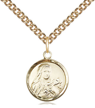 14kt Gold Filled Saint Theresa Medal Religious and Catholic Jewelry Engraved Catholic Saint Jewelry