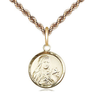 14kt Gold Filled Saint Theresa Medal Religious and Catholic Jewelry Engraved Catholic Saint Jewelry
