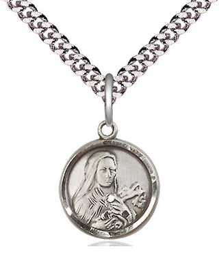 Pewter Saint Theresa Medal Religious and Catholic Jewelry Engraved Catholic Saint Jewelry