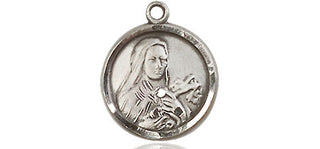 Sterling Silver Saint Theresa Medal Religious and Catholic Jewelry Engraved Catholic Saint Jewelry