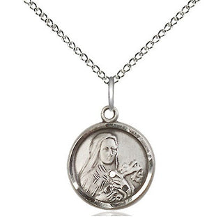 Sterling Silver Saint Theresa Medal Religious and Catholic Jewelry Engraved Catholic Saint Jewelry