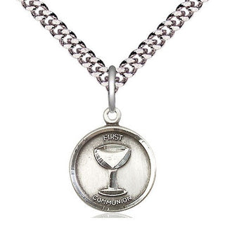 Pewter Communion Medal Religious and Catholic Jewelry Engraved Catholic Saint Jewelry