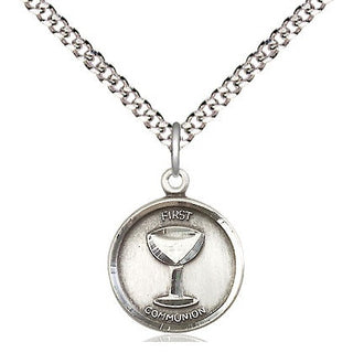 Pewter Communion Medal Religious and Catholic Jewelry Engraved Catholic Saint Jewelry
