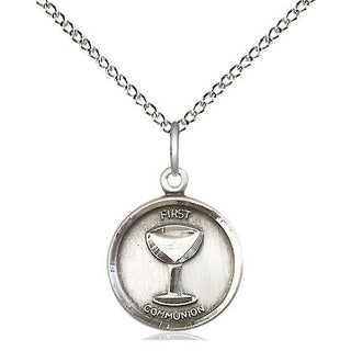 Sterling Silver Communion Medal Religious and Catholic Jewelry Engraved Catholic Saint Jewelry