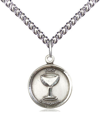 Sterling Silver Communion Medal Religious and Catholic Jewelry Engraved Catholic Saint Jewelry