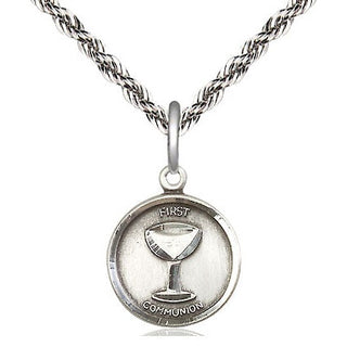 Sterling Silver Communion Medal Religious and Catholic Jewelry Engraved Catholic Saint Jewelry