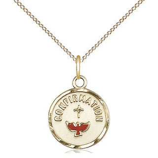 14kt Gold Filled Confirmation Medal Religious and Catholic Jewelry Engraved Catholic Saint Jewelry