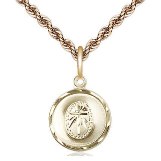 14kt Gold Cross Medal Engraved Catholic Saint Jewelry