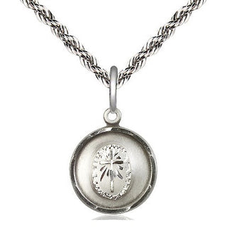 Sterling Silver Cross Medal Religious and Catholic Jewelry Engraved Catholic Saint Jewelry