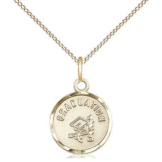 14kt Gold Filled Graduation Medal Religious and Catholic Jewelry Engraved Catholic Saint Jewelry